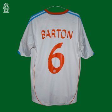 Olympique Marseille 2012-2013 domowa koszulka retro Adidas w rozmiarze M z Joey Barton na plecach 4354 ZDJECIE