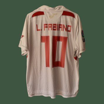 Sevilla 2009-2010 home shirt Joma size L with Luis Fabiano on the back 4989 PHOTO