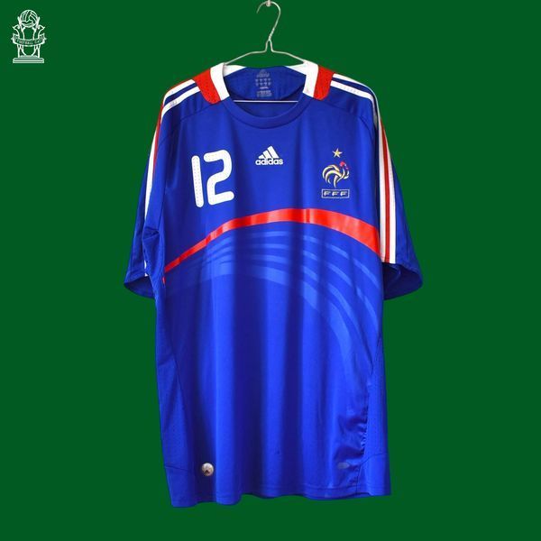 Frankrig EURO 2008 hjemme retro Adidas tr&oslash;je i st&oslash;rrelse XL med Thierry Henry p&aring; ryggen 4607 FOTO