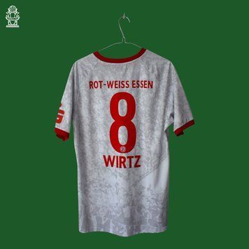 Rot-Weiss Essen 2019-2020 home shirt Jako in size L with Enzo Wirtz (brother of Florian Wirtz) on the back 4850 PHOTO