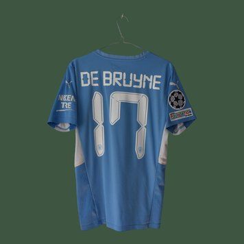 Manchester City 2021-2022 hjemmebanetr&oslash;je Puma str. S med Kevin De Bruyne p&aring; ryggen 4999 FOTO