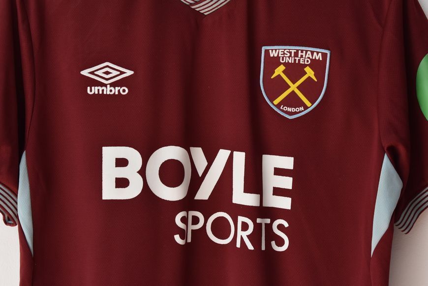 West Ham United 2025-2026 hjemmebanetr&oslash;je Umbro str. M med Jarrod Bowen p&aring; ryggen 5000 FOTO
