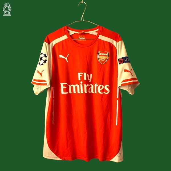 Arsenal 2014-2015 home Puma shirt in size L with Mikel Arteta on the back 4765 PHOTO