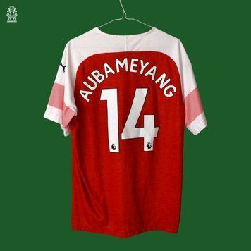Arsenal 2018-2019 domowa koszulka Puma w rozmiarze L z Pierre-Emerick Aubameyang na plecach 4716 ZDJECIE