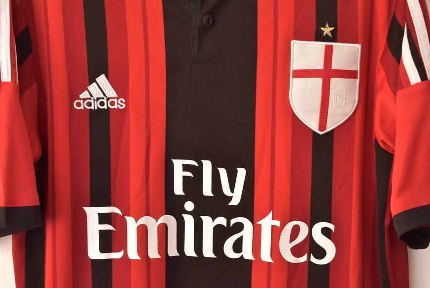 AC Milan 2014-2015 hjemmebanetr&oslash;je Adidas i st&oslash;rrelse M med Stephan El Shaarawy p&aring; ryggen 5053 FOTO