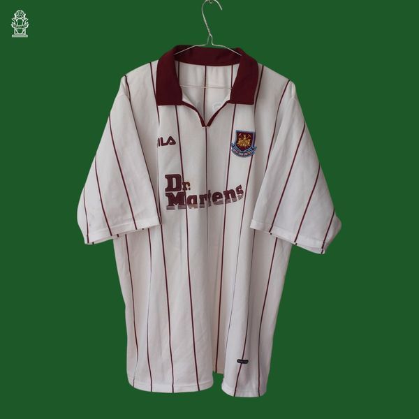 West Ham United 2002-2003 wyjazdowa koszulka Fila w rozmiarze XL/XXL (60,5x78cm) z Paolo Di Canio na plecach 4718 ZDJECIE