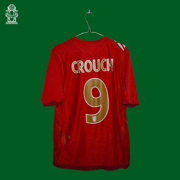 England 2005-2006 hjemmetr&oslash;je retro Umbro i st&oslash;rrelse M med Peter Crouch p&aring; ryggen 4671 FOTO