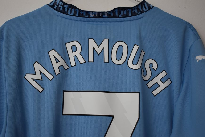 Manchester City 2024-2025 home shirt Puma in size M with Omar Marmoush on the back 4958 PHOTO