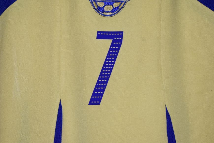 Ukraine World Cup 2006 home retro Lotto shirt size L (fit M 52x70cm) with Andriy Shevchenko on the back 4422 PHOTO