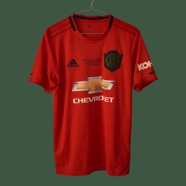 Manchester United 2019-2020 hjemmebanetr&oslash;je Adidas i st&oslash;rrelse S med David Beckham p&aring; ryggen 5057 FOTO