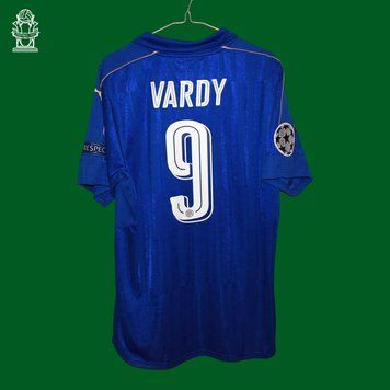 Leicester City 2016-2017 hjemmetr&oslash;je Puma i st&oslash;rrelse L med Jamie Vardy p&aring; ryggen 4674 FOTO