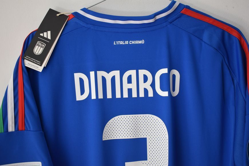 BNWT Italy EURO 2024 home shirt Adidas in size XL with Federico Dimarco on the back 5010 PHOTO