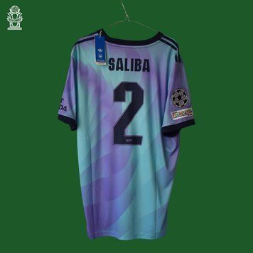 BNWT Arsenal 2024-2025 tredje tr&oslash;je Adidas i st&oslash;rrelse XL med William Saliba p&aring; ryggen 4962 FOTO