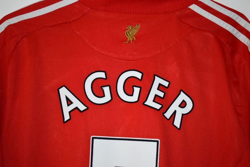 Liverpool 2008/2009/2010 domowa koszulka Adidas w rozmiarze M z Daniel Agger na plecach 4825 ZDJECIE