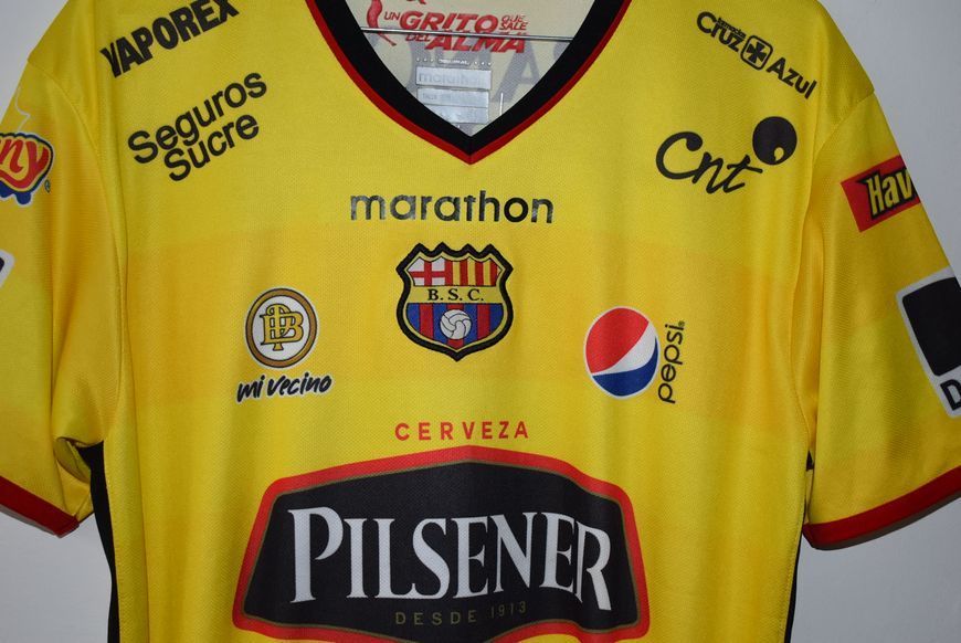 Barcelona SC (Ekwador) 2019 domowa koszulka Marathon w rozmiarze M z Dami&aacute;n &bdquo;Kitu&rdquo; D&iacute;az na plecach 4631 ZDJECIE