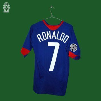 Manchester United 2005-2006 udebanetr&oslash;je Nike i st&oslash;rrelse S (49x68cm) med Cristiano Ronaldo p&aring; ryggen 4782 FOTO