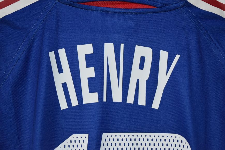 Francja EURO 2004 domowa koszulka retro Adidas w rozmiarze L z Thierry Henry na plecach 4635 ZDJECIE