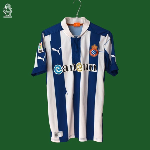 RCD Espanyol 2012-2013 home shirt Puma size S with Sim&atilde;o 4931 PHOTO