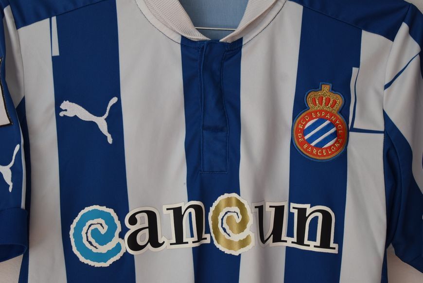 RCD Espanyol 2012-2013 home shirt Puma size S with Sim&atilde;o 4931 PHOTO